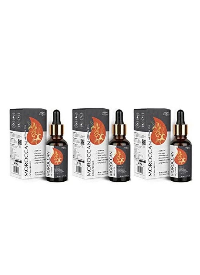 All Naturals Argan Oil Cold Pressed (Imported From Morocco) 30Ml X 3 (Super Saver Pack) Carrier Oil Pure & Undiluted For Hairfall Hairloss & Sensitive Skin & Face Massage  - Image 1