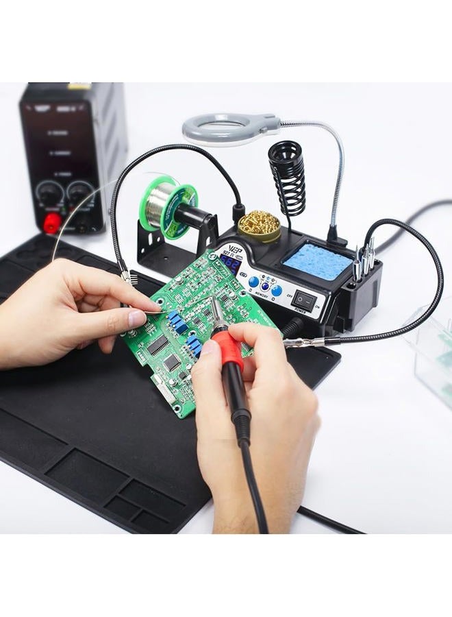 WeP 927-IV Soldering Station Kit High-Power 110W with 3 Preset Channels, Sleep Mode, LED Magnifier, 5 Extra Iron Tips, Tip Cleaner, 2 Helping Hands, Tip Storage Slots, Lead-free Solder Wire, Tweezers - Image 2