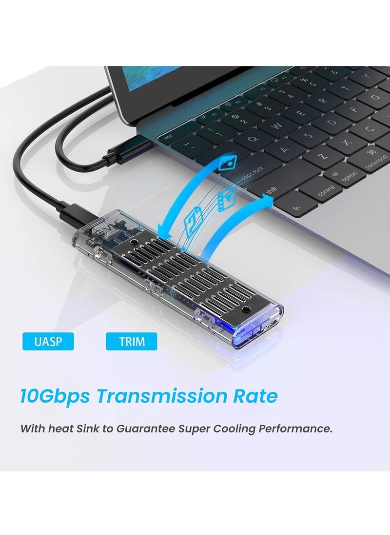 ماركة غير محددة - علبة تخزين خارجية EVM لقرص SSD – بمنفذ USB 3.1 Gen 2 – تدعم أقراص M.2 SATA وNVMe – سرعة نقل 10 جيجابت – تشمل كابل Type-C - Image 1