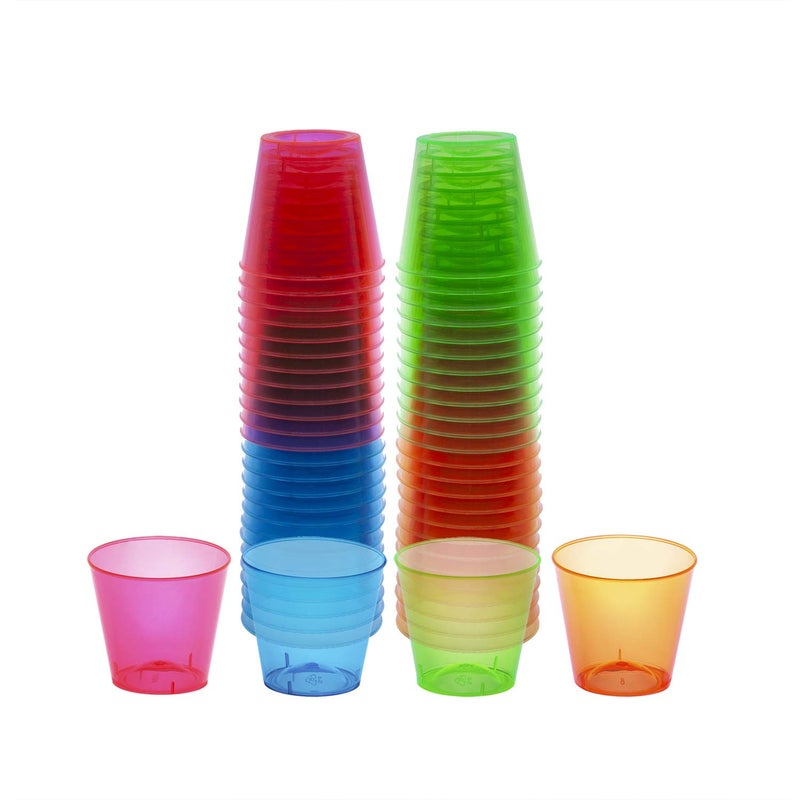 Party Essentials Hard Plastic 1Ounce Shot Glasses 100Count Multi Neon