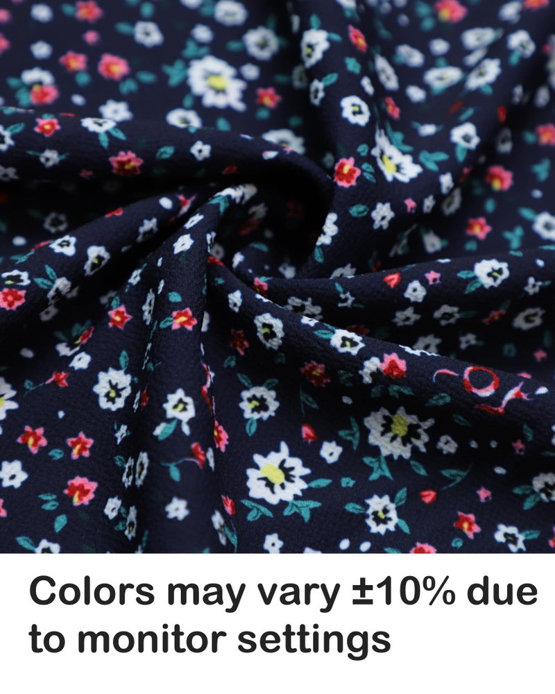 SimpleFun Casual Tops for Women Summer Short Sleeve V Neck Bohemian Ditsy Floral Shirts (Navy Blue,XL) - Image 5
