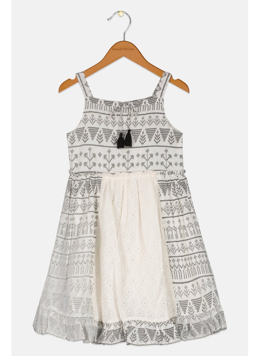 MISS Kids Girl Allover Print Dress, White 