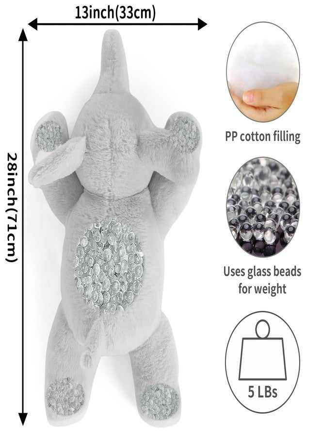 WeBingo Elephant Weighted Stuffed Animals, 5 Pounds Weighted Plush Toy 27" Comfort Big Weighted Throw Pillow Cute Elephant Plush Gifts for Kids & Adults(Gray Elephant, 27 Inch | 5 lbs) - Image 3