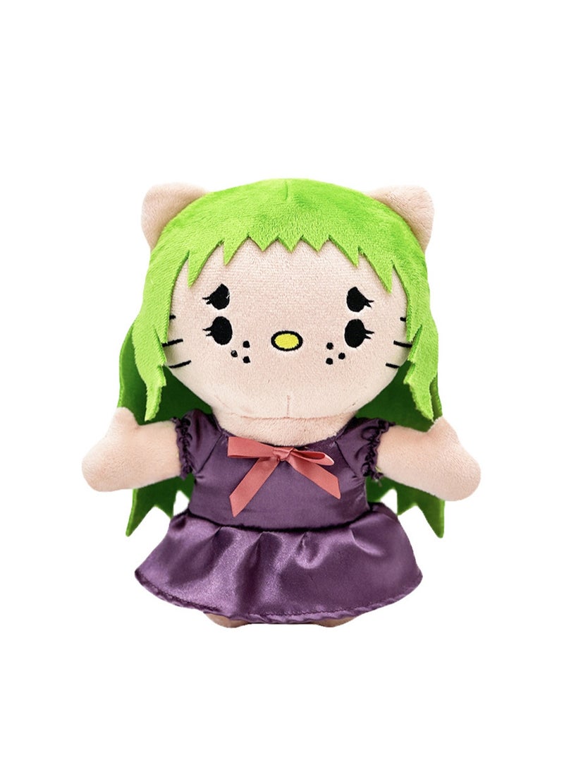Children's Toy Kitten Series Plush Doll Doll (Purple Skirt Green Hair Girl)  - Image 1
