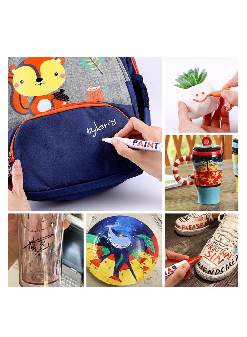 KASTWAVE 12Pcs Waterproof Tire Paint Pen, Tire Marker, 12 Colors Non-Fading Tire Paint Pen, Paint Pens for Car Tires Lettering, for Metal, Fabric, Glass, Diy Craft, Quick Drying Permanent Markers - Image 2