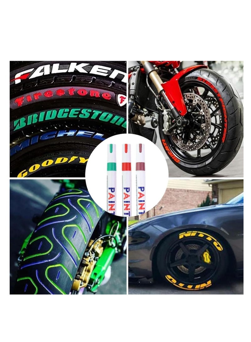 KASTWAVE 12Pcs Waterproof Tire Paint Pen, Tire Marker, 12 Colors Non-Fading Tire Paint Pen, Paint Pens for Car Tires Lettering, for Metal, Fabric, Glass, Diy Craft, Quick Drying Permanent Markers - Image 5