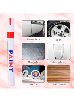 KASTWAVE 12Pcs Waterproof Tire Paint Pen, Tire Marker, 12 Colors Non-Fading Tire Paint Pen, Paint Pens for Car Tires Lettering, for Metal, Fabric, Glass, Diy Craft, Quick Drying Permanent Markers  - Image 3