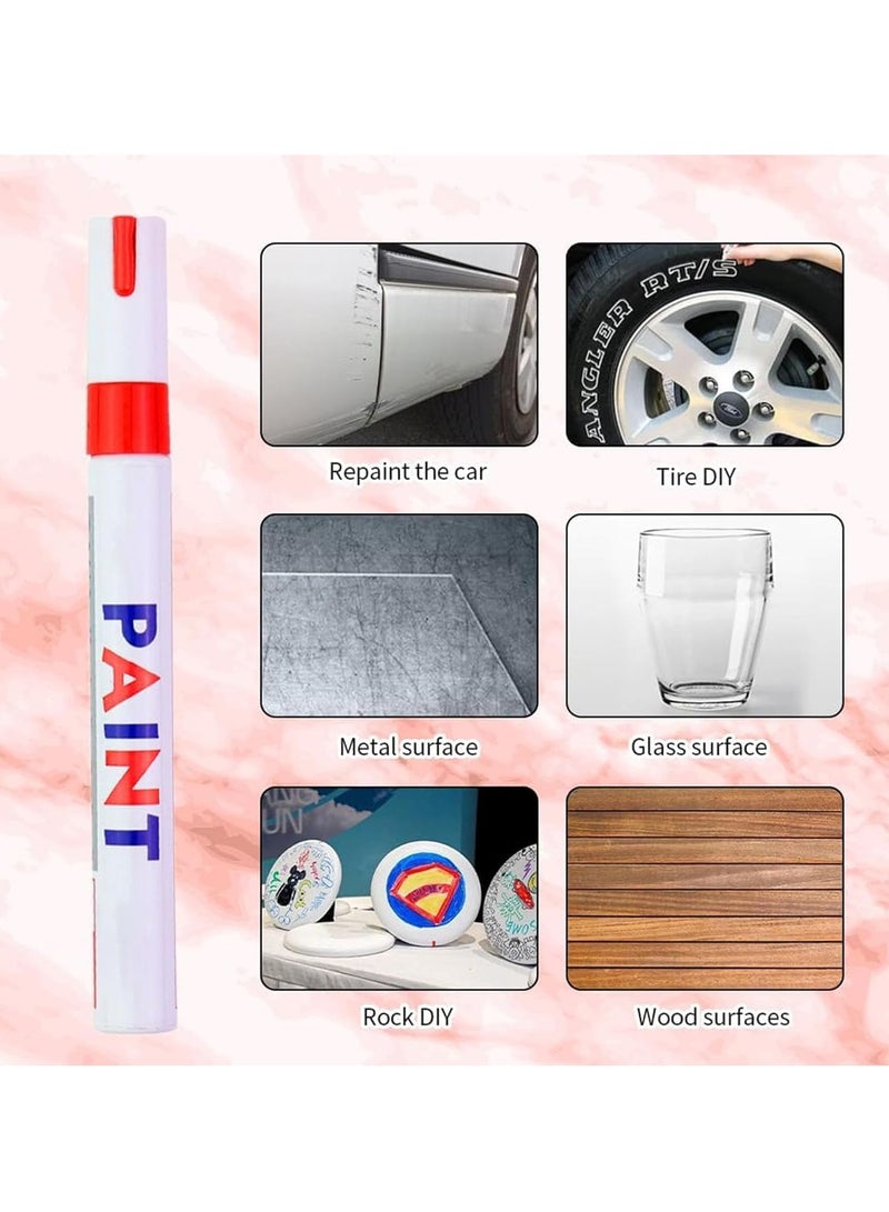 KASTWAVE 12Pcs Waterproof Tire Paint Pen, Tire Marker, 12 Colors Non-Fading Tire Paint Pen, Paint Pens for Car Tires Lettering, for Metal, Fabric, Glass, Diy Craft, Quick Drying Permanent Markers - Image 3