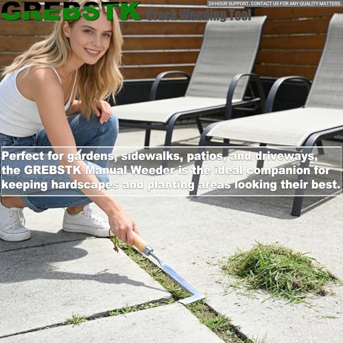 GREBSTK Crack Weeder Crevice Weeding Tool Manual Weeder Beech Handle Lawn Yard Gardening Tool - Image 4