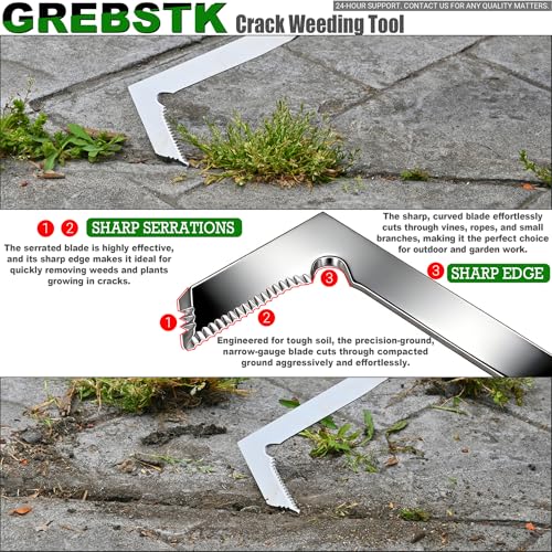 GREBSTK Crack Weeder Crevice Weeding Tool Manual Weeder Beech Handle Lawn Yard Gardening Tool - Image 3