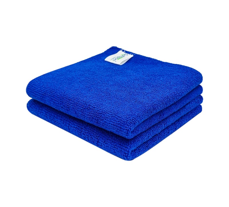 SOFTSPUN Microfiber Baby Hand & Face Wipes 30x30 Cms 2 Piece Towel Set, 340 GSM (Blue) Super Soft & Silky for Hand, Face, Body - Hypoallergenic Sensitive Skin Wipes & Washcloths. - Image 1