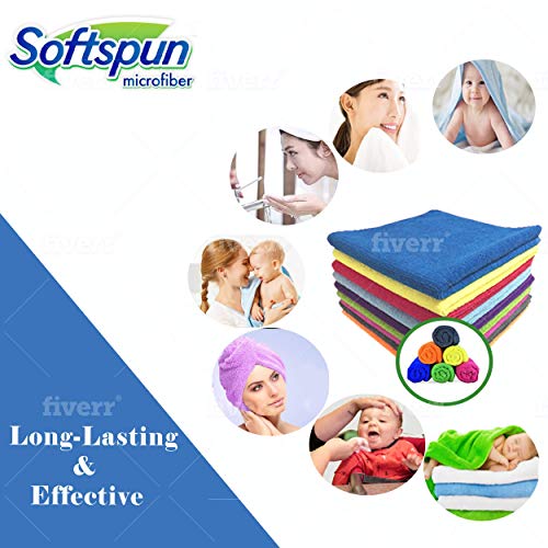 SOFTSPUN Microfiber Baby Hand & Face Wipes 30x30 Cms 2 Piece Towel Set, 340 GSM (Blue) Super Soft & Silky for Hand, Face, Body - Hypoallergenic Sensitive Skin Wipes & Washcloths. - Image 3