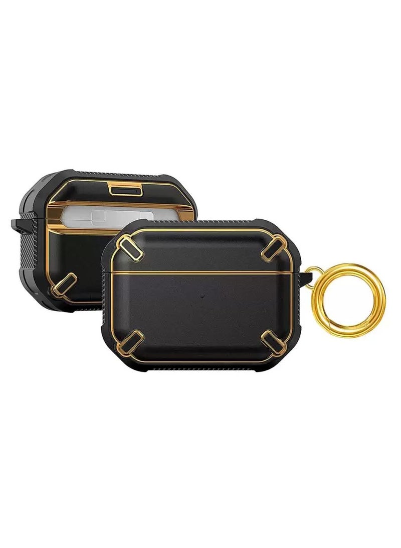 Airpods PRO Metal Armor Hard Silicon case Black  - Image 3
