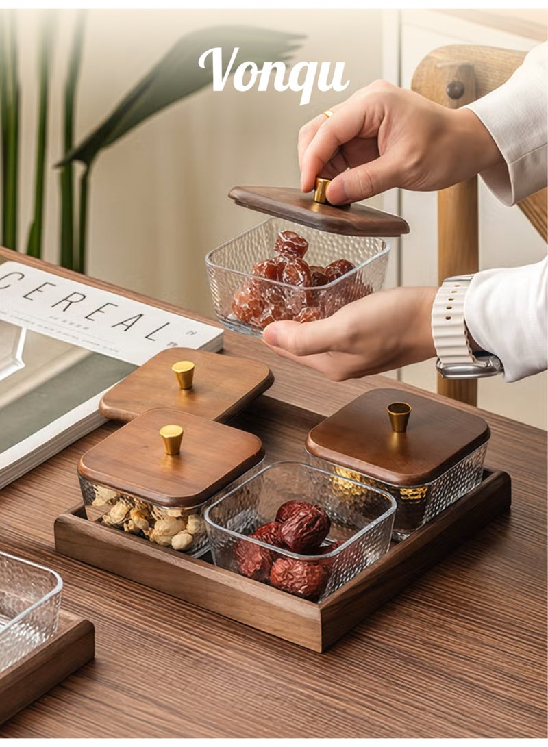 Vonqu Wood Grain Fruit Plate – Versatile Serving Tray for Dried Fruits, Nuts, Candy, Cookies, Chips, and Party Snacks - Image 1