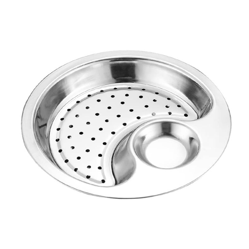 Simxen Stainless Steel Dumpling Tray with Vinegar Dish, Dumpling Drainage Tray Fries Tray Fruit Bowl Mostly Steamer Tray Single Dish of Dumplings Dinner Plates Serving Dish - Image 1