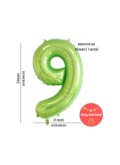Party with Emma Green Number Balloons 40 Inch Birthday Foil Balloon Party Decorations Supplies Wedding Bachelorette Birthday Bridal Shower Graduation Anniversary Celebration Decoration Fly with Helium (Number 9)  - Image 2