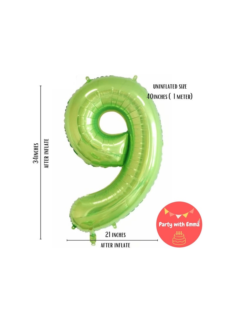 Party with Emma Green Number Balloons 40 Inch Birthday Foil Balloon Party Decorations Supplies Wedding Bachelorette Birthday Bridal Shower Graduation Anniversary Celebration Decoration Fly with Helium (Number 9)  - Image 2