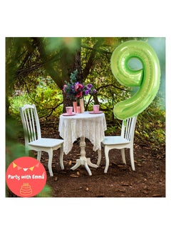 Party with Emma Green Number Balloons 40 Inch Birthday Foil Balloon Party Decorations Supplies Wedding Bachelorette Birthday Bridal Shower Graduation Anniversary Celebration Decoration Fly with Helium (Number 9)  - Image 4