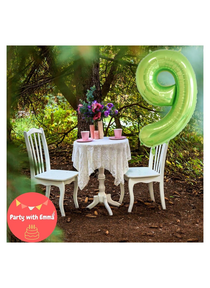 Party with Emma Green Number Balloons 40 Inch Birthday Foil Balloon Party Decorations Supplies Wedding Bachelorette Birthday Bridal Shower Graduation Anniversary Celebration Decoration Fly with Helium (Number 9)  - Image 4