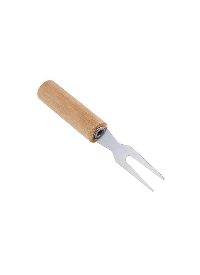 Generic 6 Pcs Wooden Handle Stainless Steel Fruit Fork Brown Color  - Image 2
