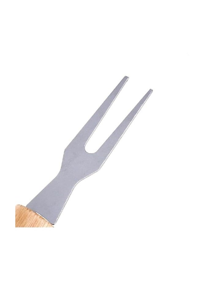 Generic 6 Pcs Wooden Handle Stainless Steel Fruit Fork Brown Color  - Image 3