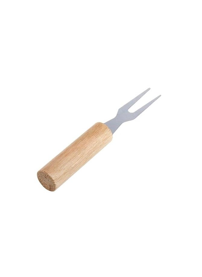 Generic 6 Pcs Wooden Handle Stainless Steel Fruit Fork Brown Color  - Image 4
