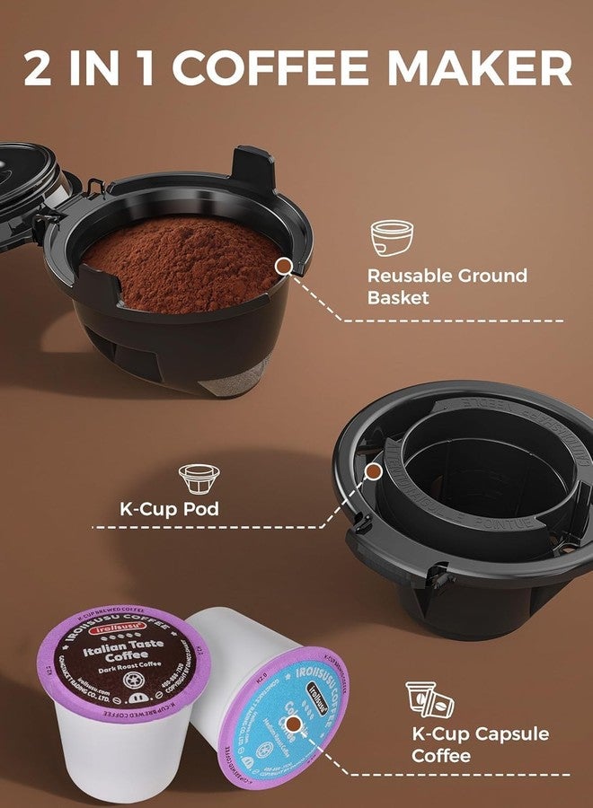 COWSAR Single Serve Coffee Maker, 2 in 1 Coffee Capsule & Ground Coffee Brewer, 40 Oz Removable Water Tank, 5 Brew Sizes 6-14 Oz, Self-cleaning Fast Heating Coffee Machine for Home Office - Image 2