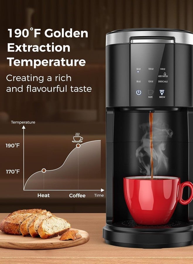 COWSAR Single Serve Coffee Maker, 2 in 1 Coffee Capsule & Ground Coffee Brewer, 40 Oz Removable Water Tank, 5 Brew Sizes 6-14 Oz, Self-cleaning Fast Heating Coffee Machine for Home Office - Image 4