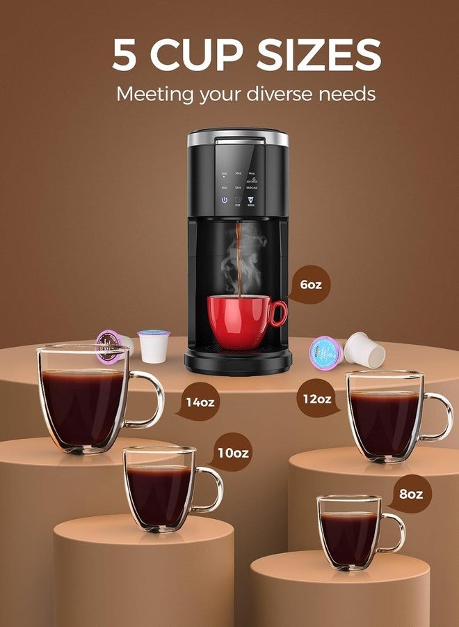 COWSAR Single Serve Coffee Maker, 2 in 1 Coffee Capsule & Ground Coffee Brewer, 40 Oz Removable Water Tank, 5 Brew Sizes 6-14 Oz, Self-cleaning Fast Heating Coffee Machine for Home Office - Image 3