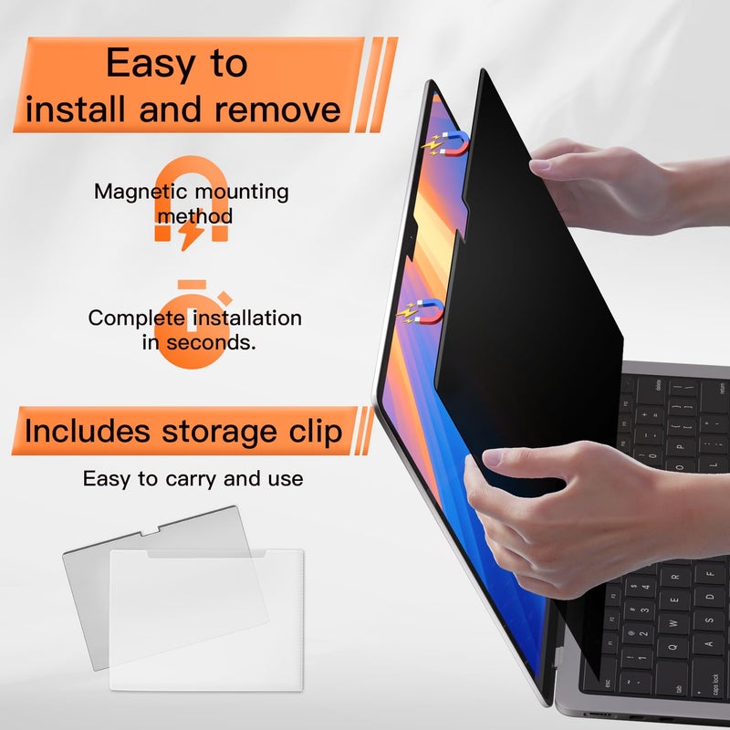 Mamol Privacy Screen MacBook Pro 16 Inch 2021-2024 (M1-M2-M3-M4,), Magnetic Removable Anti Blue Light Glare Filter Privacy Screen Protector - Image 5