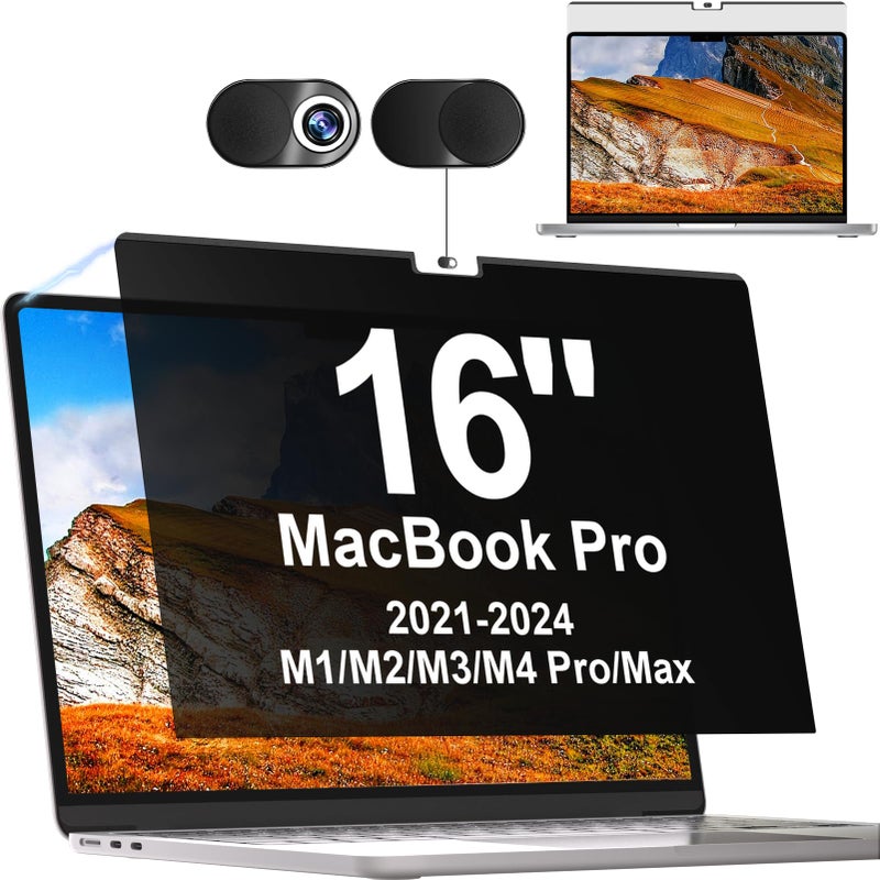 Mamol Privacy Screen MacBook Pro 16 Inch 2021-2024 (M1-M2-M3-M4,), Magnetic Removable Anti Blue Light Glare Filter Privacy Screen Protector - Image 1