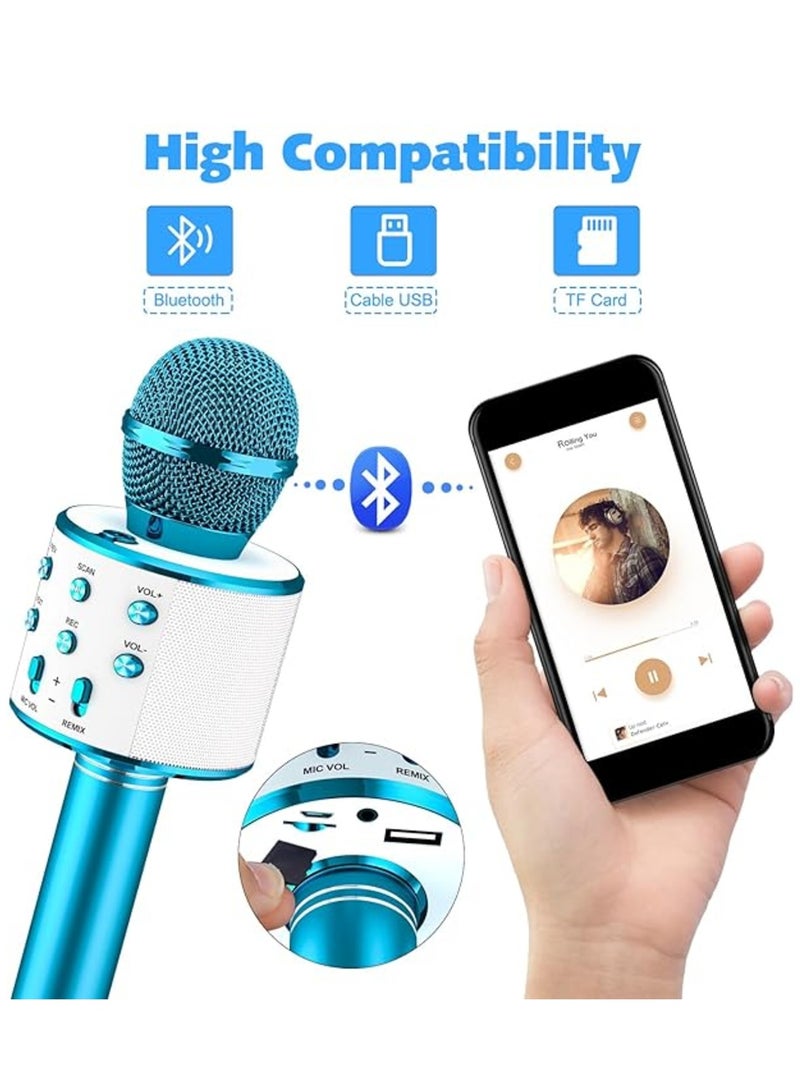 ELTRAZONE Kids Karaoke Microphone 2 Pack – Wireless Bluetooth Singing Mic with Portable Handheld Speaker, Perfect Christmas & Birthday Gifts for Girls and Boys Ages 4-12 (Blue & Pink) - Image 3
