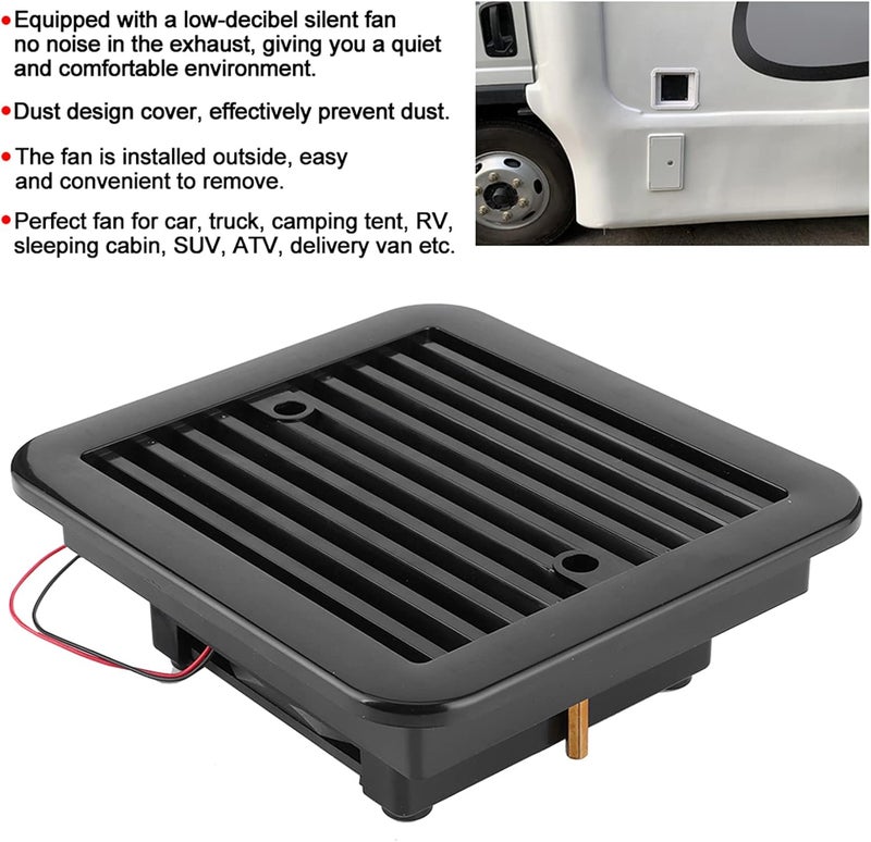 klarako RV Side Vent Fan, 12V Air Vent Ventilation Fan Car Ventilator Shutter Cooling Fan for Camper Truck Trailer Motorhome Caravan SUV - Image 2