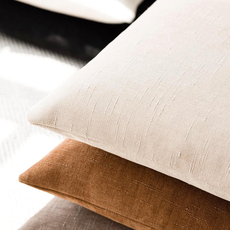 Foindtower Pack of 2 Soft Textured Throw Decorative Pillow Covers Square Accent Solid Cushion Cover Cozy Farmhouse Pillow Case with Zipper for Couch Sofa Bedroom Living Room 18x18 Inch, Light Beige - Image 5