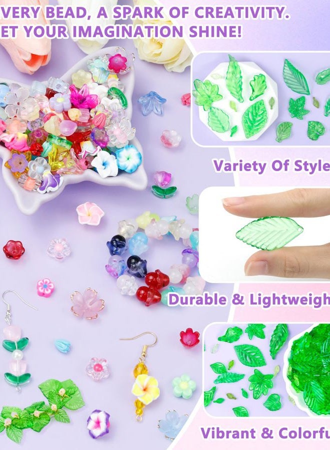 FIVEIZERO 200Pcs Acrylic Green Leaf Beads for Jewelry Making, Transparent Maple Leaves Pendants Tiny Green Leaf Bead Caps for Beaded Plant Earrings Necklaces Bracelets DIY Crafts - Image 3