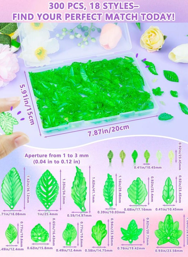 FIVEIZERO 200Pcs Acrylic Green Leaf Beads for Jewelry Making, Transparent Maple Leaves Pendants Tiny Green Leaf Bead Caps for Beaded Plant Earrings Necklaces Bracelets DIY Crafts - Image 2