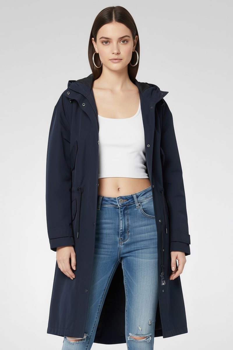 GANT جاكيت باركا نسائي بأكمام طويلة سادة، Navy - Image 1