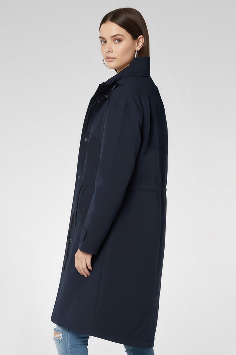 GANT جاكيت باركا نسائي بأكمام طويلة سادة، Navy - Image 3
