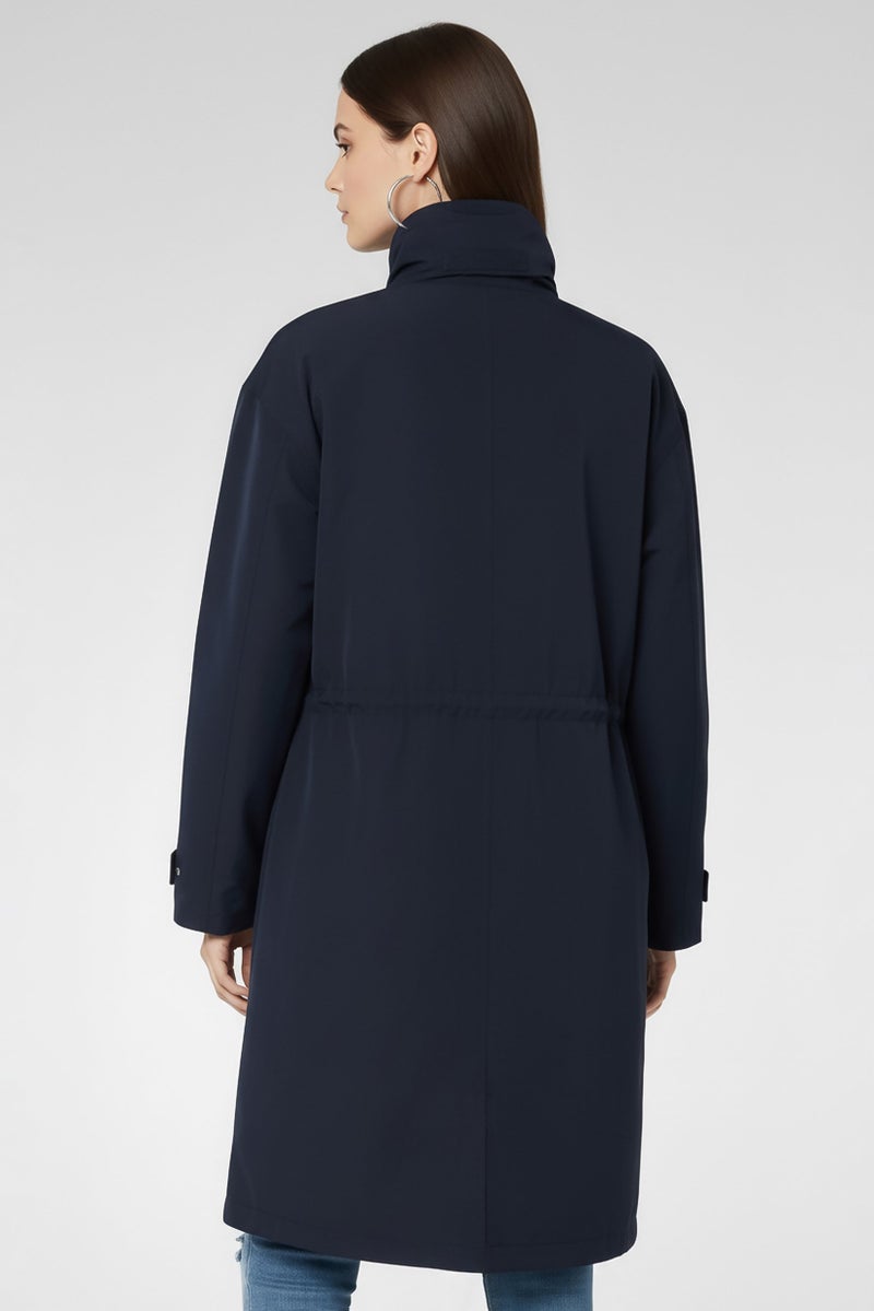 GANT جاكيت باركا نسائي بأكمام طويلة سادة، Navy - Image 4