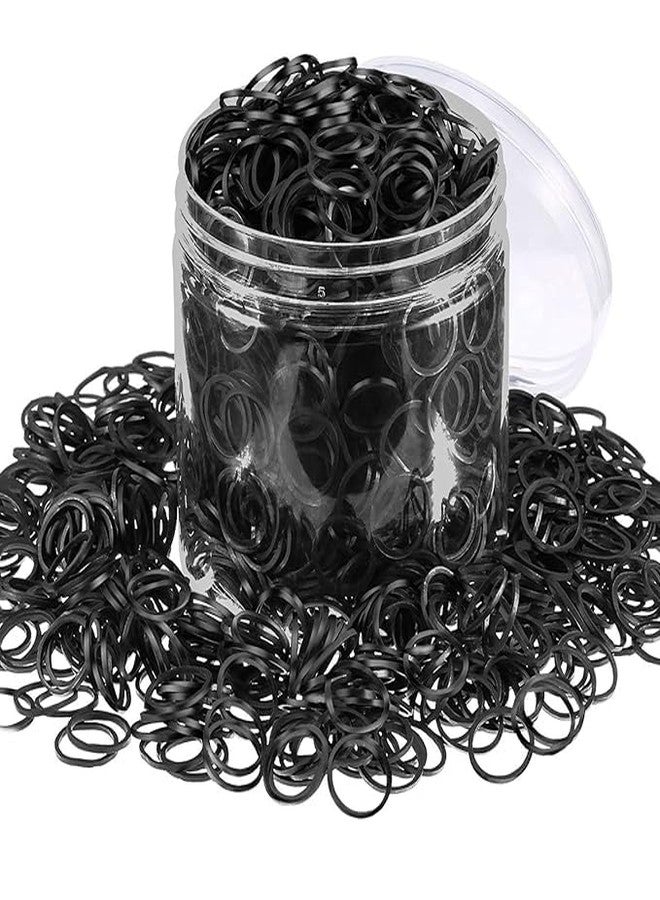 Pack of 150 in a box Black Disco Rubber bands in a Box Small Elastics Stretchy Hair Tie Ponytail Hair Rubber Band Holder for Women - Image 1