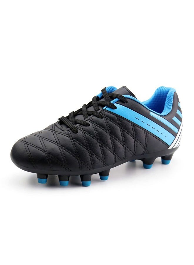 brooman Kids Athletic Soccer Cleats Boys Girls Outdoor Firm Ground Football Shoes, Black, 5 Big Kid - Image 1