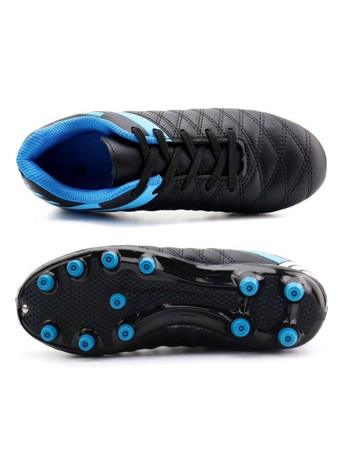 brooman Kids Athletic Soccer Cleats Boys Girls Outdoor Firm Ground Football Shoes, Black, 5 Big Kid - Image 4