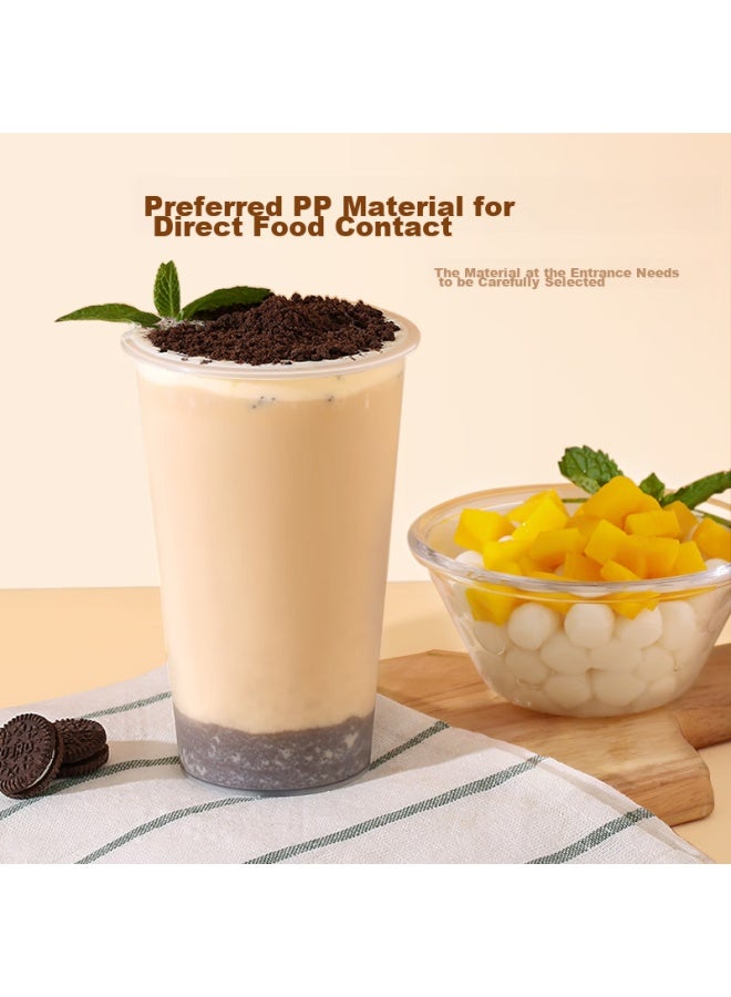 Maryya Meili Ya Disposable Milk Tea Cups With Lids, 500ml*20 Sets, Pearl Beverage Plastic Cups, Thickened Juice Cups - Image 2