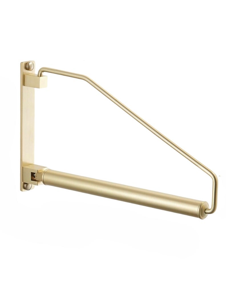 NEWRAIN Clothes Drying Rack, Heavy Duty Wall Mounted Swing Arm Hanger, Space Saver Clothes Dryer Rail, Clothes Hanger For Laundry Room, Garage, (1pc, Golden, Triangle Shape) - Image 1