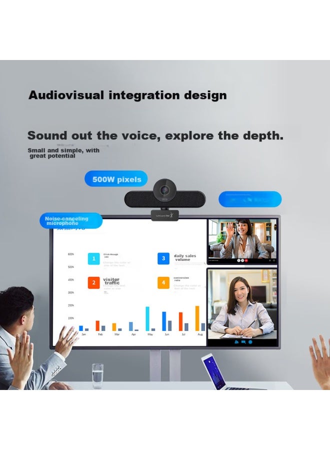 Aoni Computer Webcam 5mp Ultra Hd Audio And Video All-in Device With Speaker, Array Noise-cancelling Microphone For Postgraduate Entrance Exam, Interview And Video Conferencing Netyi C1000 - Image 1
