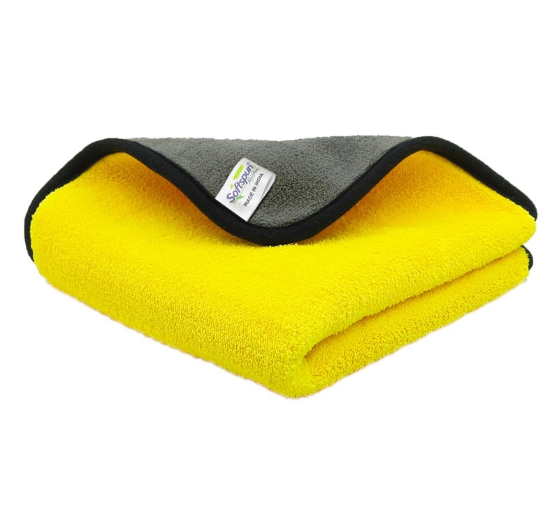 SOFTSPUN 900 GSM, Microfiber Double Layered Silk Banded Edge Cloth 40x40 Cms 1 Piece Towel Set, Extra Thick Microfiber Cleaning Cloths Perfect for Bike, Auto, Cars Both Interior and Exterior. - Image 1