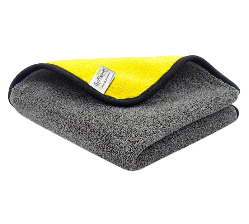 SOFTSPUN 900 GSM, Microfiber Double Layered Silk Banded Edge Cloth 40x40 Cms 1 Piece Towel Set, Extra Thick Microfiber Cleaning Cloths Perfect for Bike, Auto, Cars Both Interior and Exterior. - Image 2