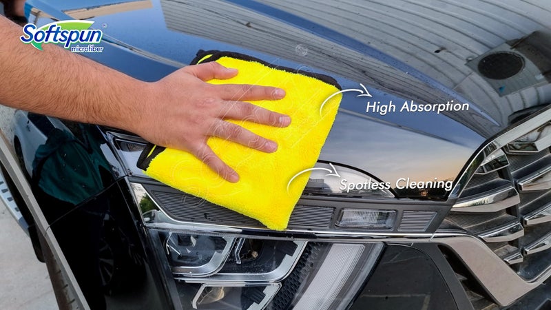 SOFTSPUN 900 GSM, Microfiber Double Layered Silk Banded Edge Cloth 40x40 Cms 1 Piece Towel Set, Extra Thick Microfiber Cleaning Cloths Perfect for Bike, Auto, Cars Both Interior and Exterior. - Image 4