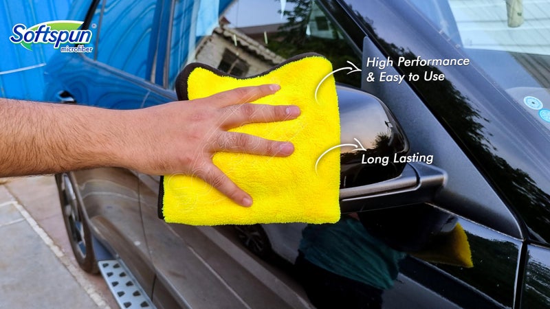 SOFTSPUN 900 GSM, Microfiber Double Layered Silk Banded Edge Cloth 40x40 Cms 1 Piece Towel Set, Extra Thick Microfiber Cleaning Cloths Perfect for Bike, Auto, Cars Both Interior and Exterior. - Image 5