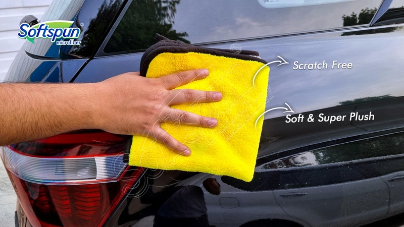 SOFTSPUN 900 GSM, Microfiber Double Layered Silk Banded Edge Cloth 40x40 Cms 1 Piece Towel Set, Extra Thick Microfiber Cleaning Cloths Perfect for Bike, Auto, Cars Both Interior and Exterior. - Image 3